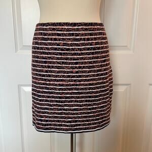 THML Women's Blue White Patterned Elastic Mini Skirt, size XL